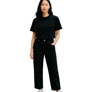 Veronica Beard Black Extra High Rise Brinley Wide Crop Coated Jeans Size 30/10
